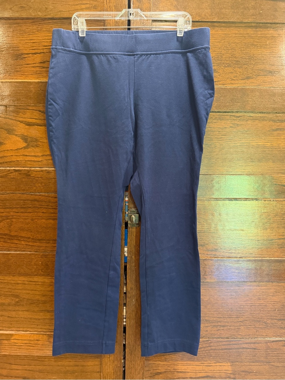 Lands’ End XL starfish slim Navy Straight Leg Knit Pants lounge stretch cotton